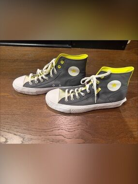 Converse All Star Edge Glow Mens Hi-Top Sneakers Gray & Neon Yellow, NWT,Size 12